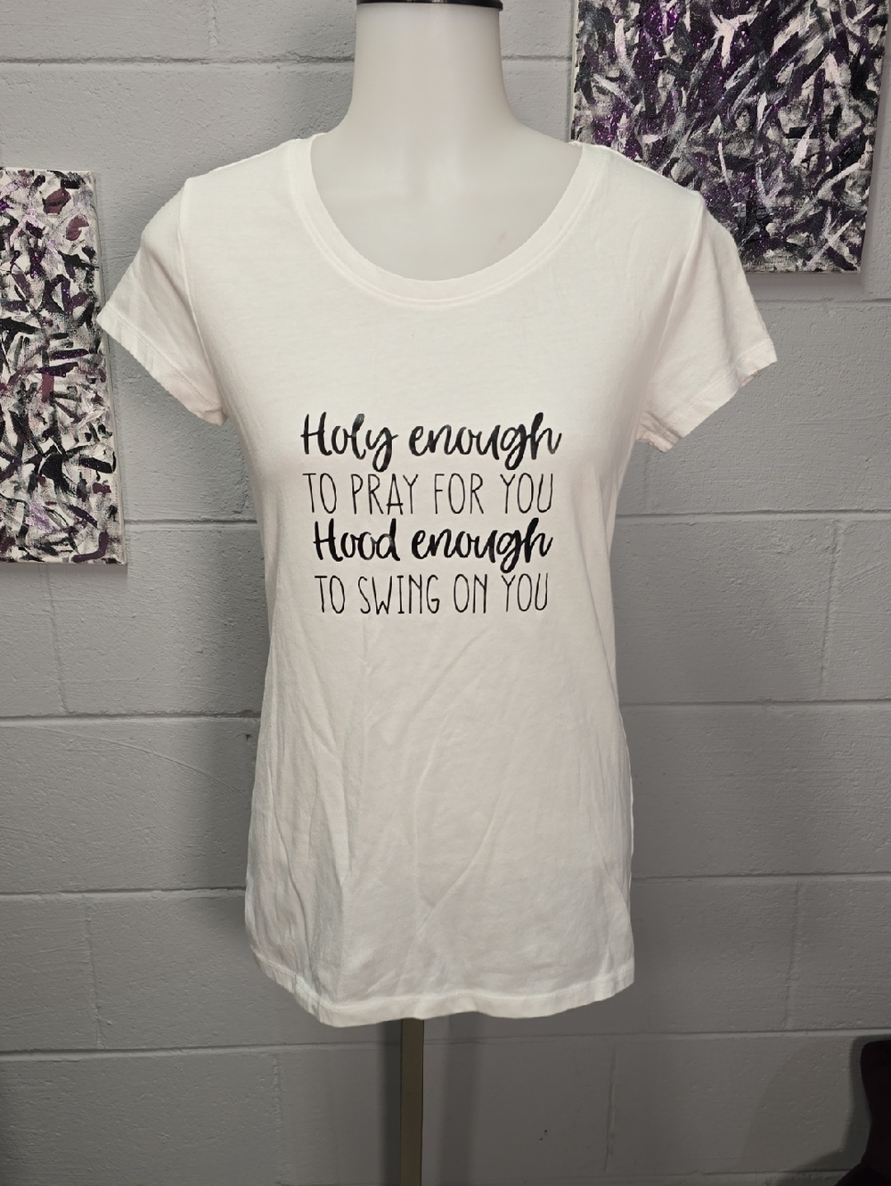 No Boundaries White Short-Sleeve Graphic Tee with Black Script Slogan